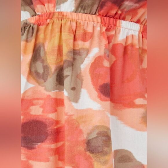 Vero Moda Women's dress VMJOA SL ABK DRESS WVN GA Size S in Orange/White NWT - Picture 6 of 9